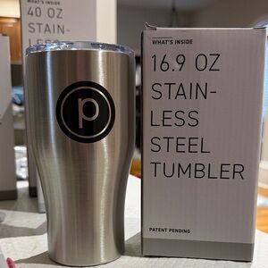 Pure Barre Silver Tumbler with Black Logo NIB